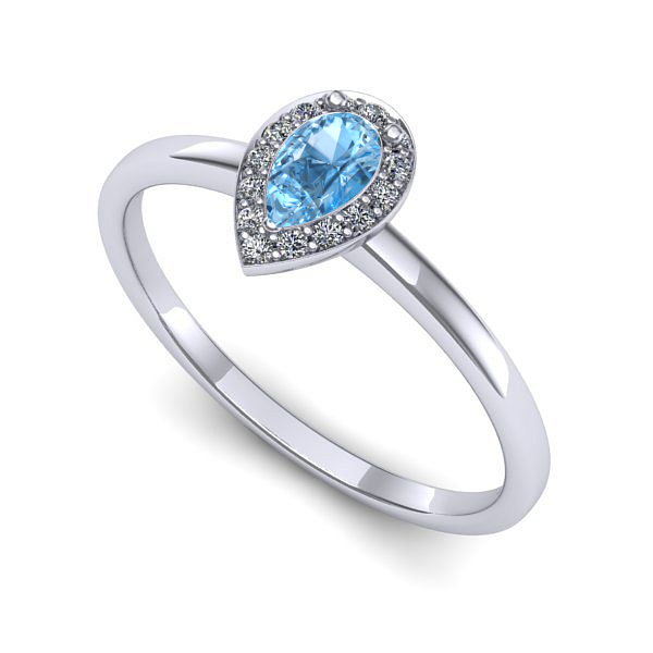 Inel din aur alb cu topaz blue