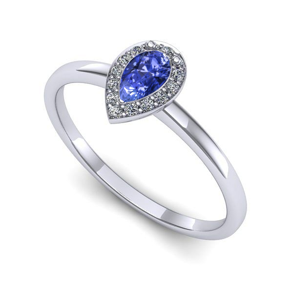 Inel de logodna din aur alb cu tanzanit
