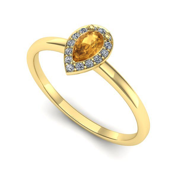 Inel logodna din aur galben cu citrin