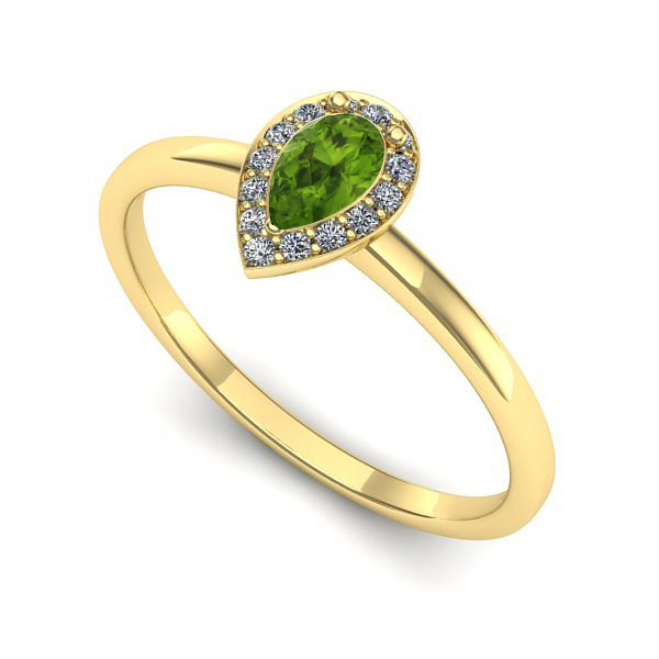 Inel de logodna din aur galben cu peridot