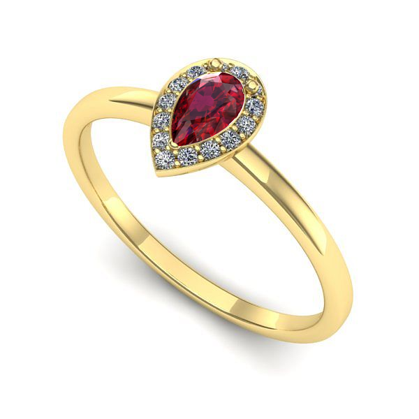 Inel din aur galben cu rubin