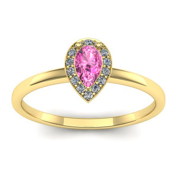 Inel logodna cu safir roz lacrima