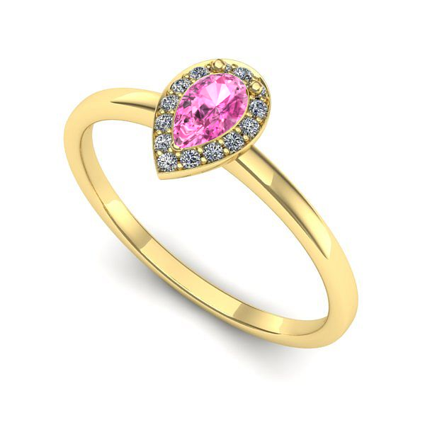 Inel din aur galben cu safir roz