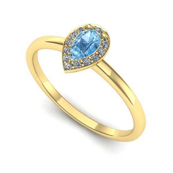 Inel logodna din aur galben cu topaz blue