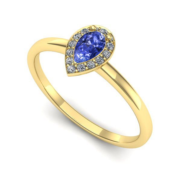 Inel logodna din aur galben cu tanzanit