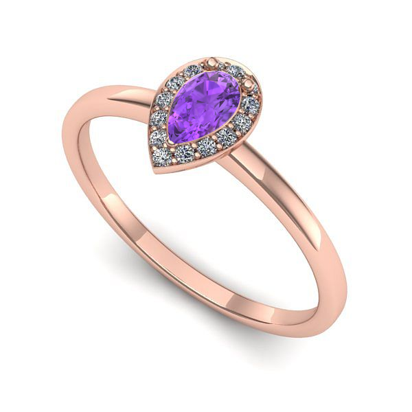 Inel din aur roz cu ametist