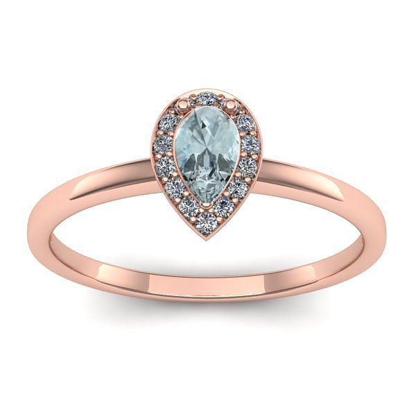 Inel de logodna cu aquamarin lacrima