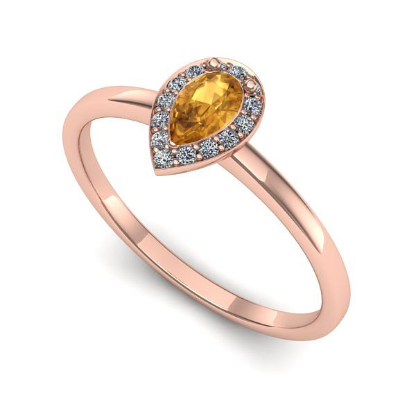 Inel din aur roz cu citrin