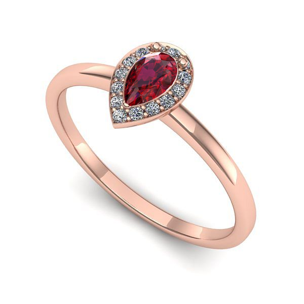 Inel logodna din aur roz cu rubin