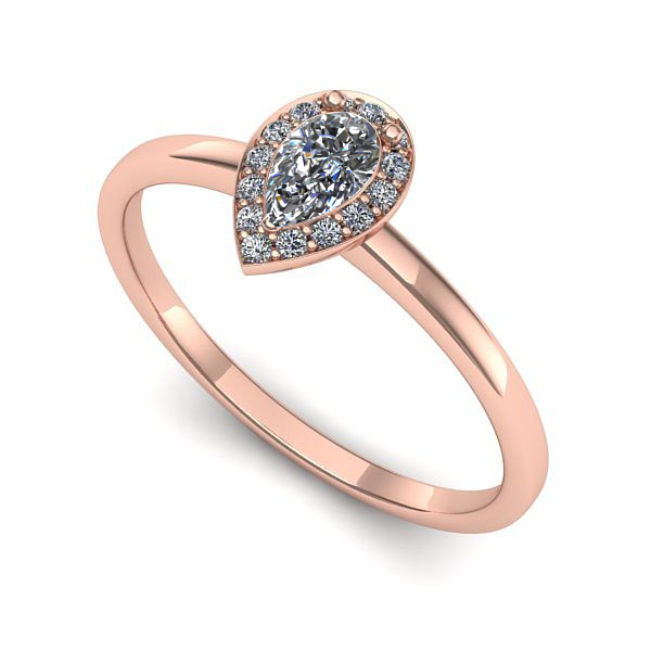 Inel din aur roz cu safir alb