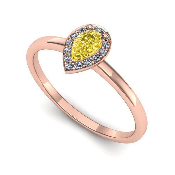 Inel logodna din aur roz cu safir galben