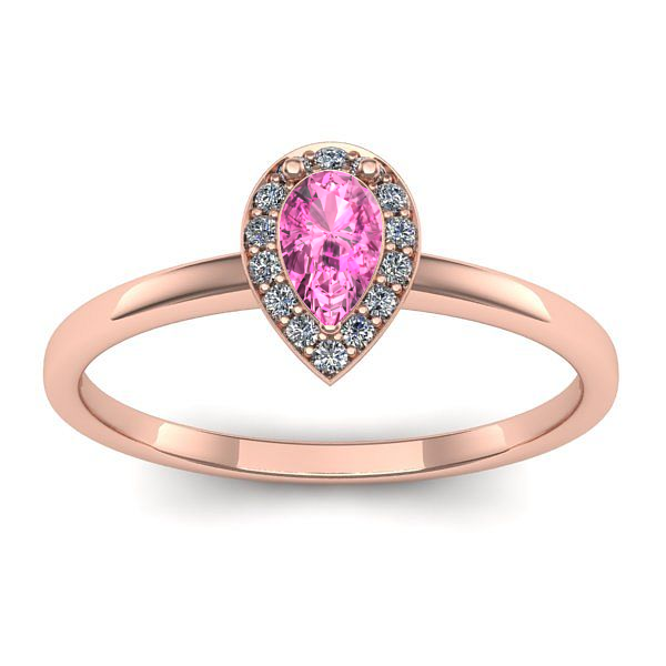 Inel logodna cu safir roz lacrima