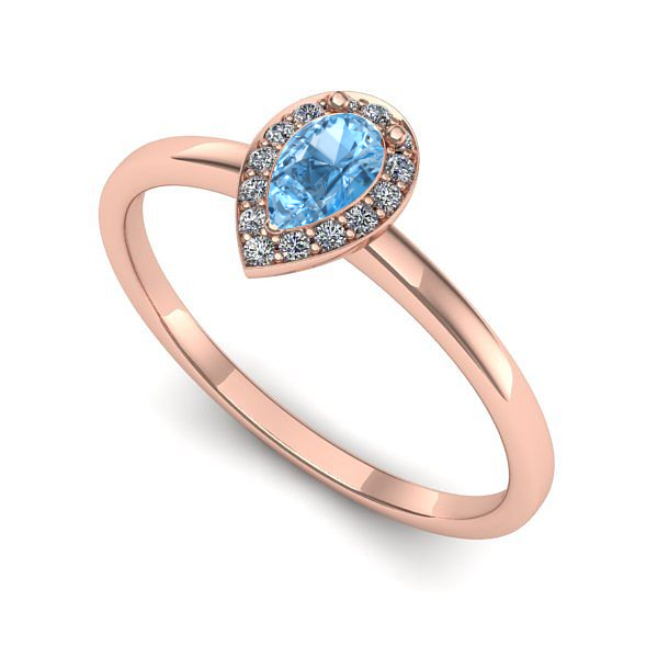 Inel de logodna din aur roz cu topaz blue