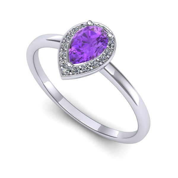 Inel din aur alb cu ametist