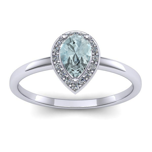 Inel logodna cu aquamarin lacrima