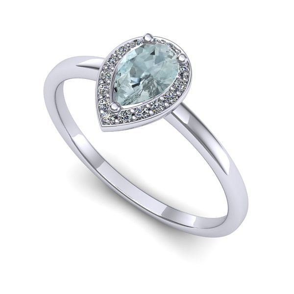Inel de logodna din aur alb cu aquamarin