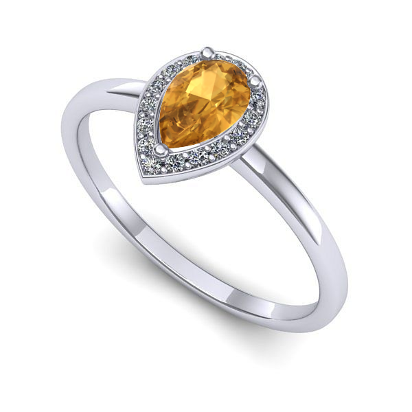 Inel de logodna din aur alb cu citrin