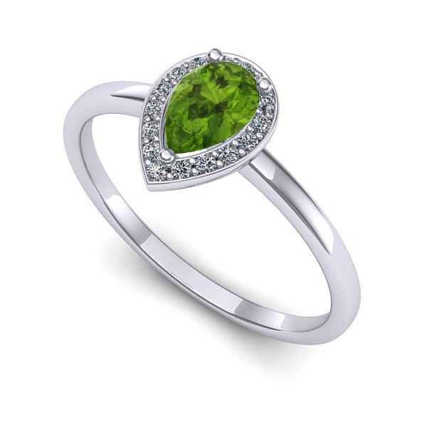 Inel logodna din aur alb cu peridot