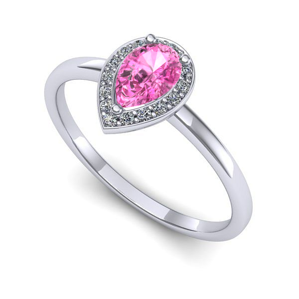 Inel din aur alb cu safir roz