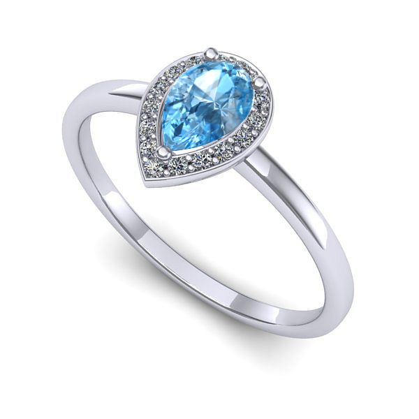 Inel din aur alb cu topaz blue