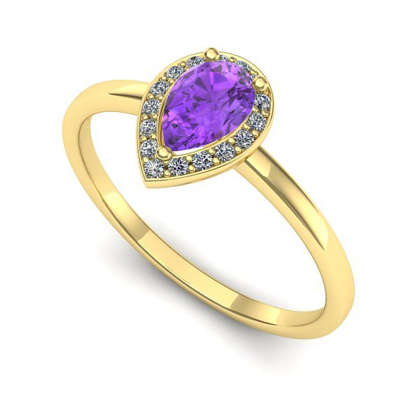 Inel din aur galben cu ametist