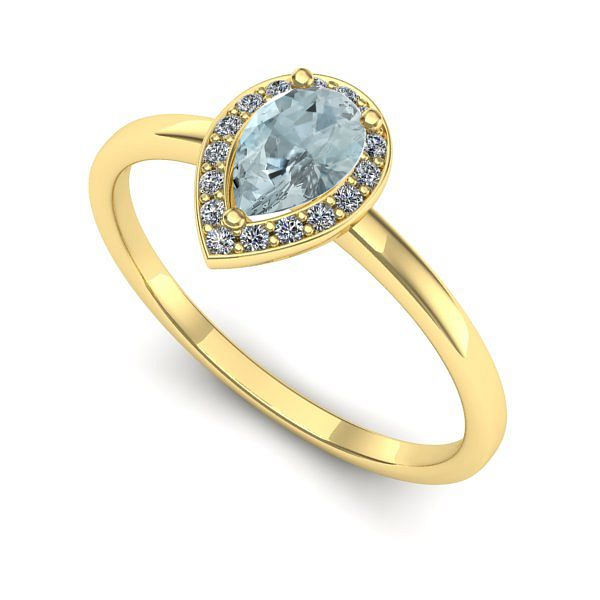 Inel din aur galben cu aquamarin