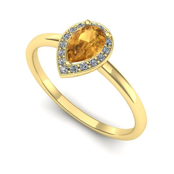 Inel de logodna din aur galben cu citrin