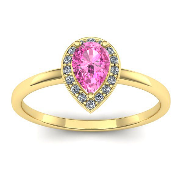 Inel cu safir roz lacrima