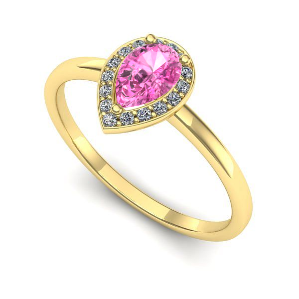 Inel din aur galben cu safir roz