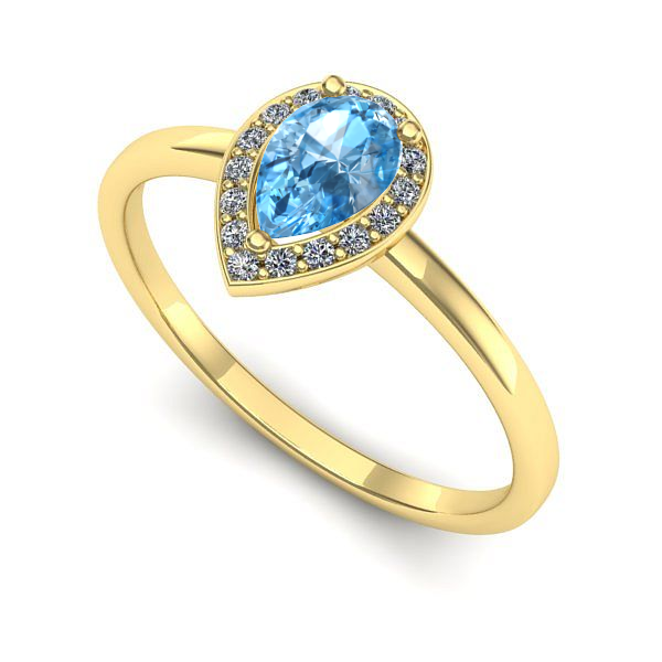 Inel de logodna din aur galben cu topaz blue