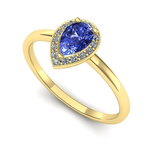 Inel de logodna din aur galben cu tanzanit