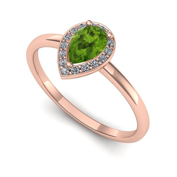 Inel de logodna din aur roz cu peridot