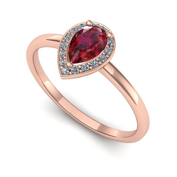 Inel logodna din aur roz cu rubin