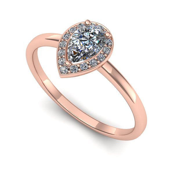 Inel de logodna din aur roz cu safir alb