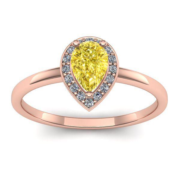 Inel logodna cu safir galben lacrima