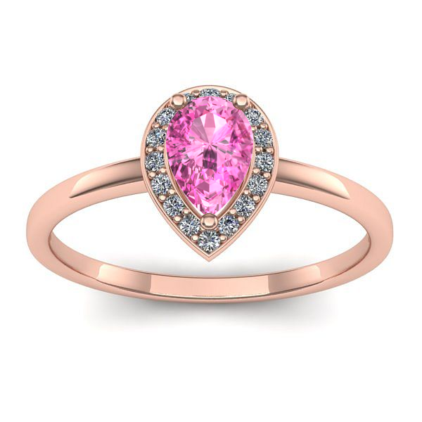 Inel logodna cu safir roz lacrima