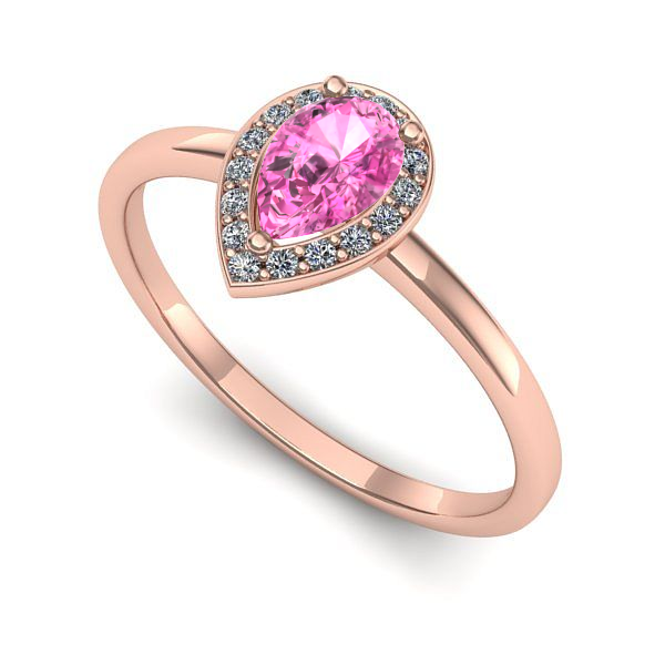 Inel din aur roz cu safir roz