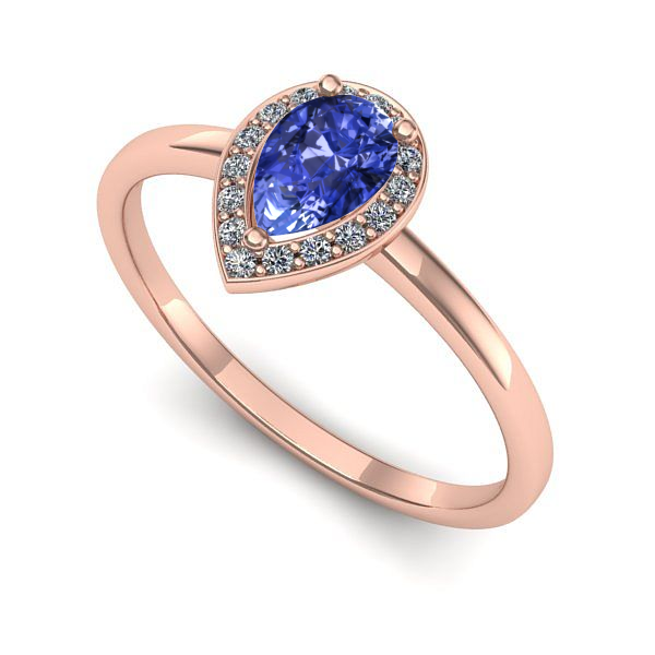 Inel din aur roz cu tanzanit