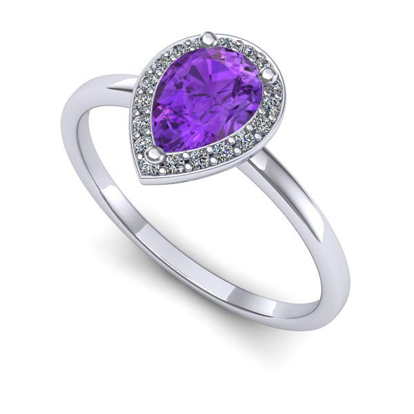 Inel de logodna din aur alb cu ametist