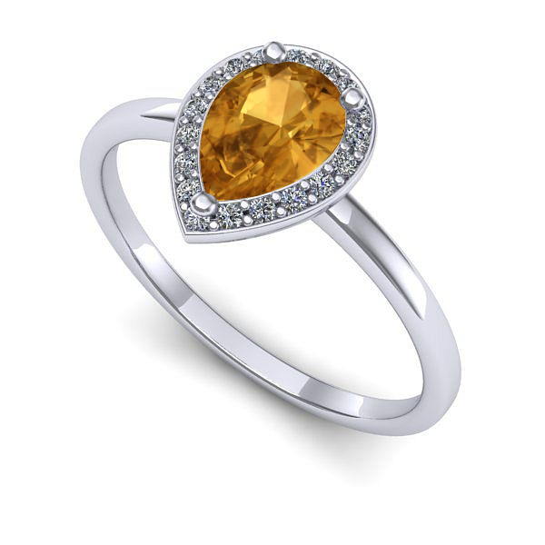 Inel din aur alb cu citrin