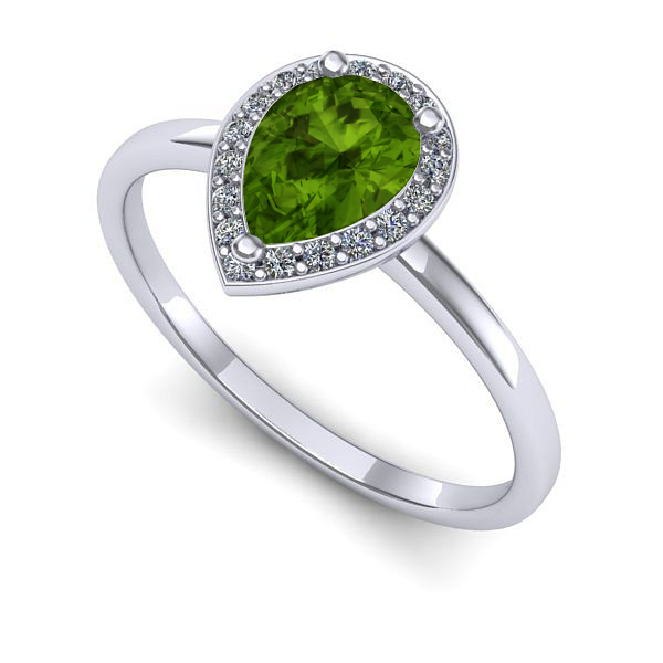 Inel logodna din aur alb cu peridot