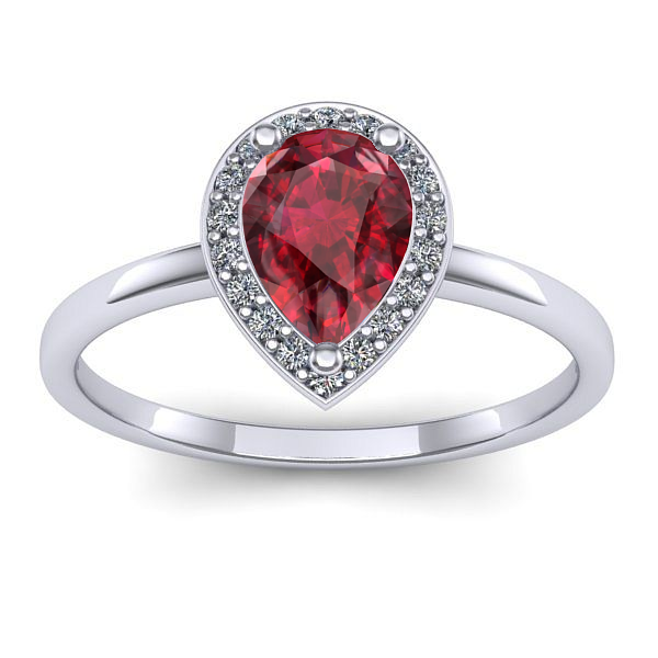 Inel logodna cu rubin lacrima