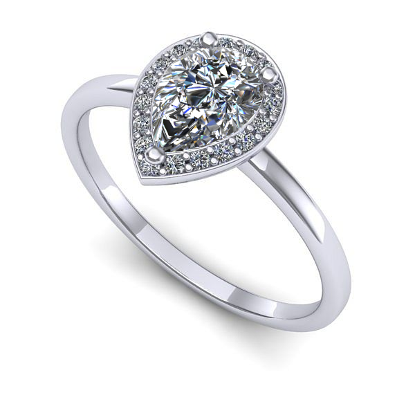 Inel de logodna din aur alb cu safir alb