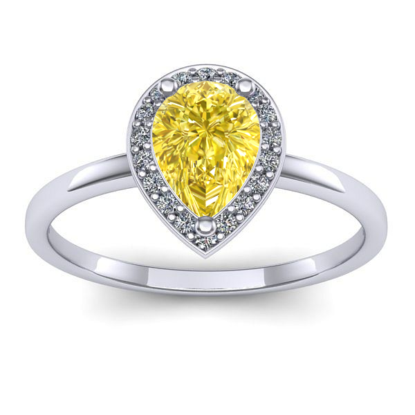 Inel logodna cu safir galben lacrima