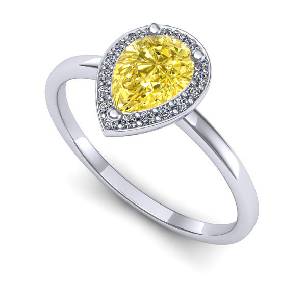 Inel de logodna din aur alb cu safir galben