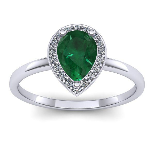 Inel logodna cu smarald lacrima