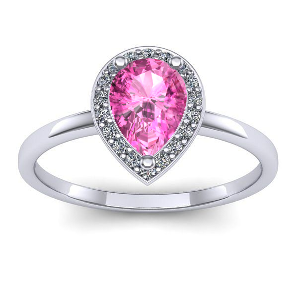 Inel logodna cu safir roz lacrima