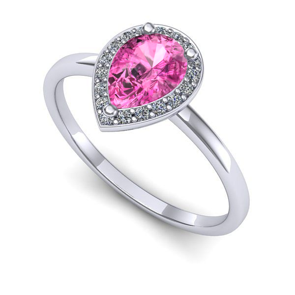 Inel din aur alb cu safir roz