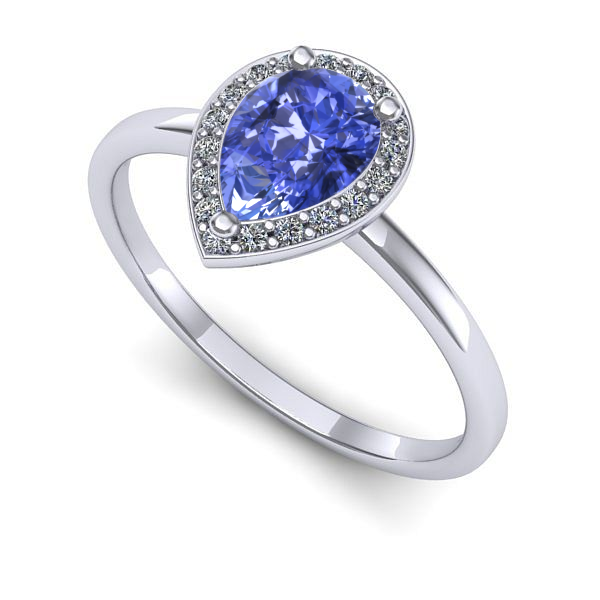 Inel din aur alb cu tanzanit