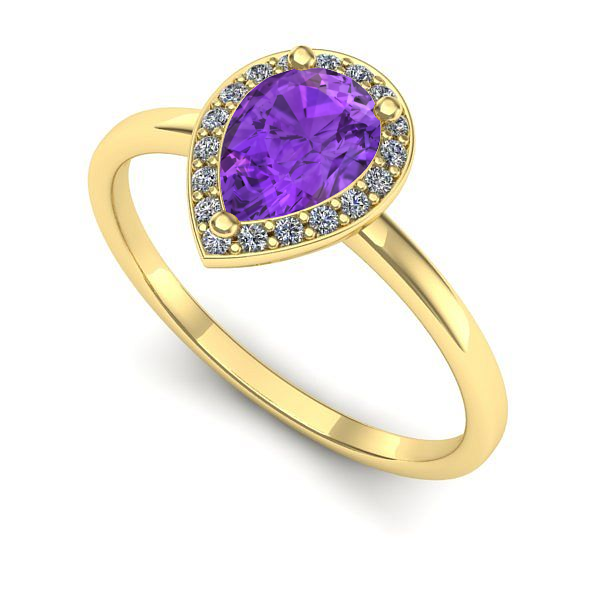 Inel de logodna din aur galben cu ametist